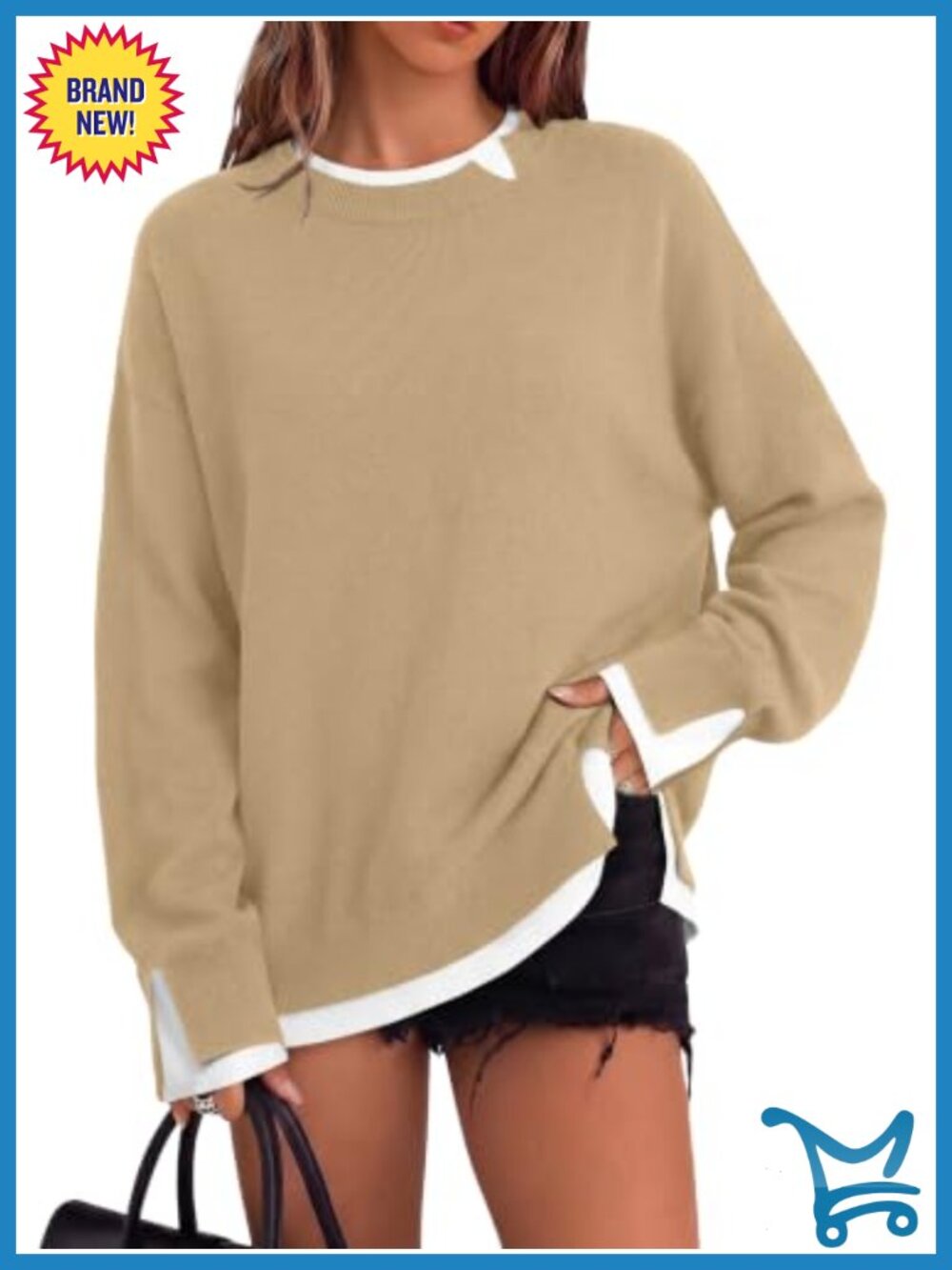 Womens Long Sleeve Crew Neck Casual Knit Sweater Pullover Fall Winter